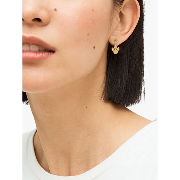 KATE SPADE • Gold Double Dangle Precious Pansy Earrings - Picture 2 of 4